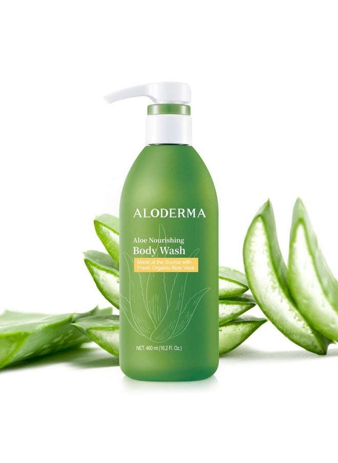 Aloderma - Aloderma Aloe Nourishing Body Wash Featuring Fresh, Organic Aloe for Dry, Sensitive Skin - Moisturizing Body Cleanser with Shea Butter, Allantoin - Leaves Skin Soft, Hydrate & Nourished - 16oz - Image 1