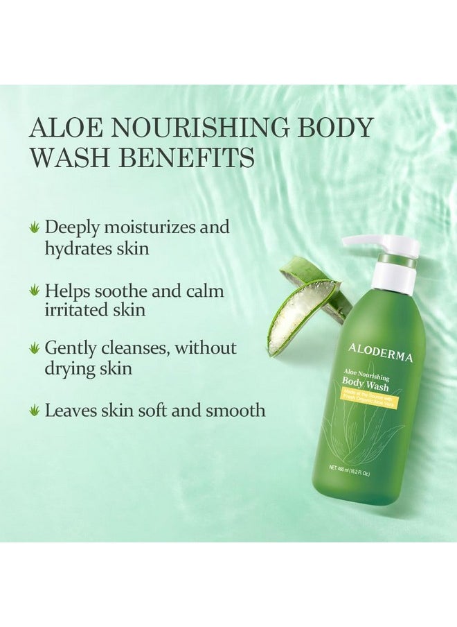 Aloderma - Aloderma Aloe Nourishing Body Wash Featuring Fresh, Organic Aloe for Dry, Sensitive Skin - Moisturizing Body Cleanser with Shea Butter, Allantoin - Leaves Skin Soft, Hydrate & Nourished - 16oz - Image 1