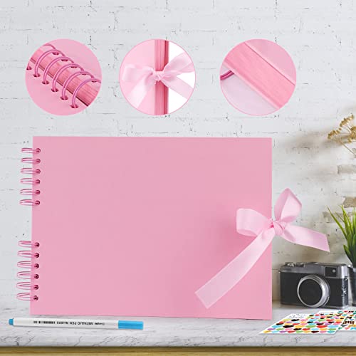 Gotideal 80 Pages Scrapbook Album with 10 Metallic Markers, Craft Paper Photo Album for Wedding and Anniversary, Family DIY Scrapbook Accessories with Scrapbooking Stickers Corners(Pink) - Image 4