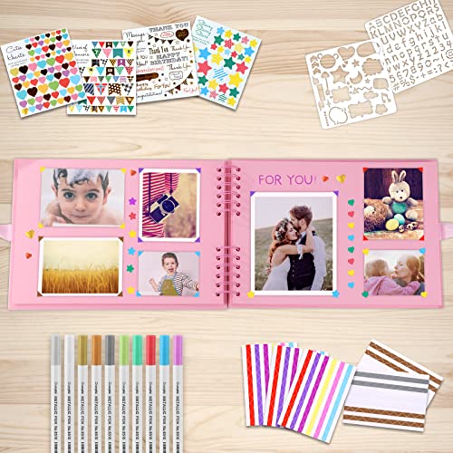 Gotideal 80 Pages Scrapbook Album with 10 Metallic Markers, Craft Paper Photo Album for Wedding and Anniversary, Family DIY Scrapbook Accessories with Scrapbooking Stickers Corners(Pink) - Image 5
