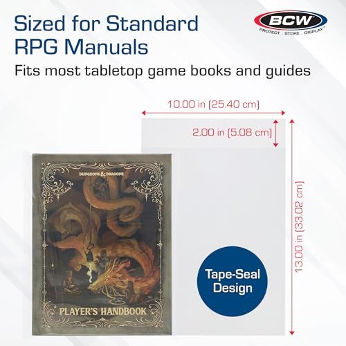 BCW Book Storage Bags – 100 Pack | 10" x 13" + 2" Fold-Over Flap | Archival-Safe Polypropylene Sleeves for RPG Books, Manuals & Magazines | Crystal Clear Book Protector Bags - Image 3