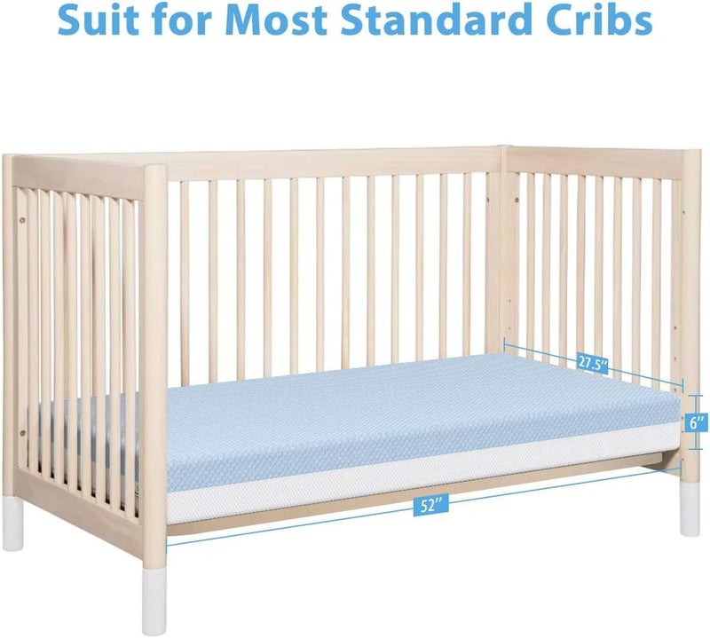 Dourxi Crib Mattress, Dual Sided Comfort Memory Foam Toddler Bed Mattress, Triple-Layer Breathable Premium Baby Mattresses for Infant and Toddler w/Removable Outer Cover - White&Blue - Image 4