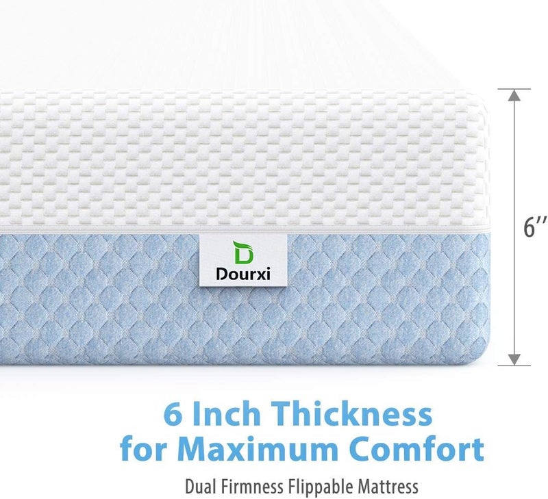 Dourxi Crib Mattress, Dual Sided Comfort Memory Foam Toddler Bed Mattress, Triple-Layer Breathable Premium Baby Mattresses for Infant and Toddler w/Removable Outer Cover - White&Blue - Image 5
