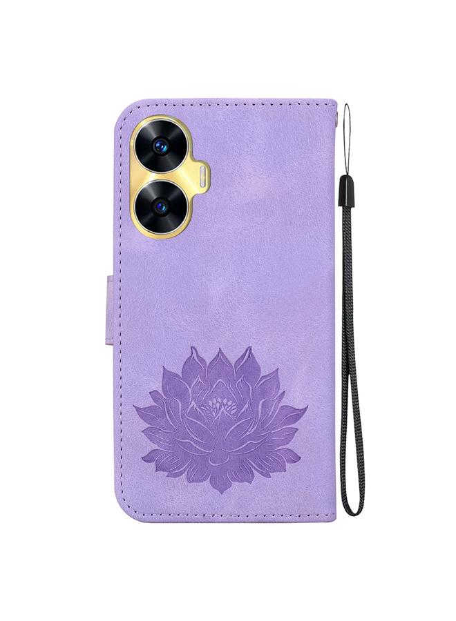 S-TOP Case For Realme C55 / Narzo N55 Lotus Embossed Leather Phone Case - Image 3