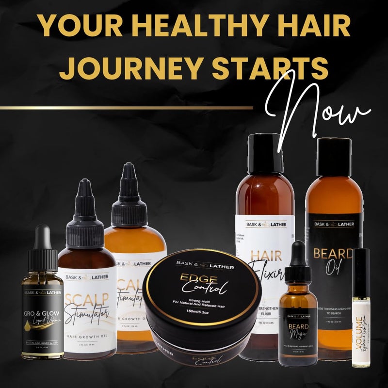 Bask & Lather On the Go Travel Essential Kit, Hydrating Hair Products for Black Hair, Travel Case With Shampoo & Conditioner, Mist, Edge Control, Scalp Stimulator & Edge Control Brush, TSA Accepted - Image 3
