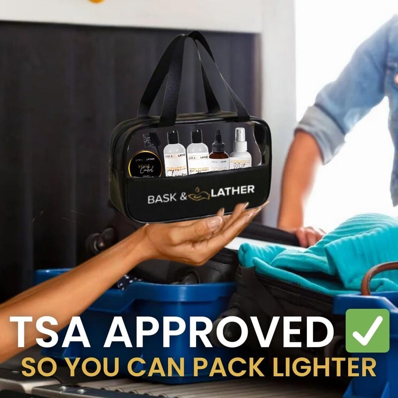 Bask & Lather On the Go Travel Essential Kit, Hydrating Hair Products for Black Hair, Travel Case With Shampoo & Conditioner, Mist, Edge Control, Scalp Stimulator & Edge Control Brush, TSA Accepted - Image 4