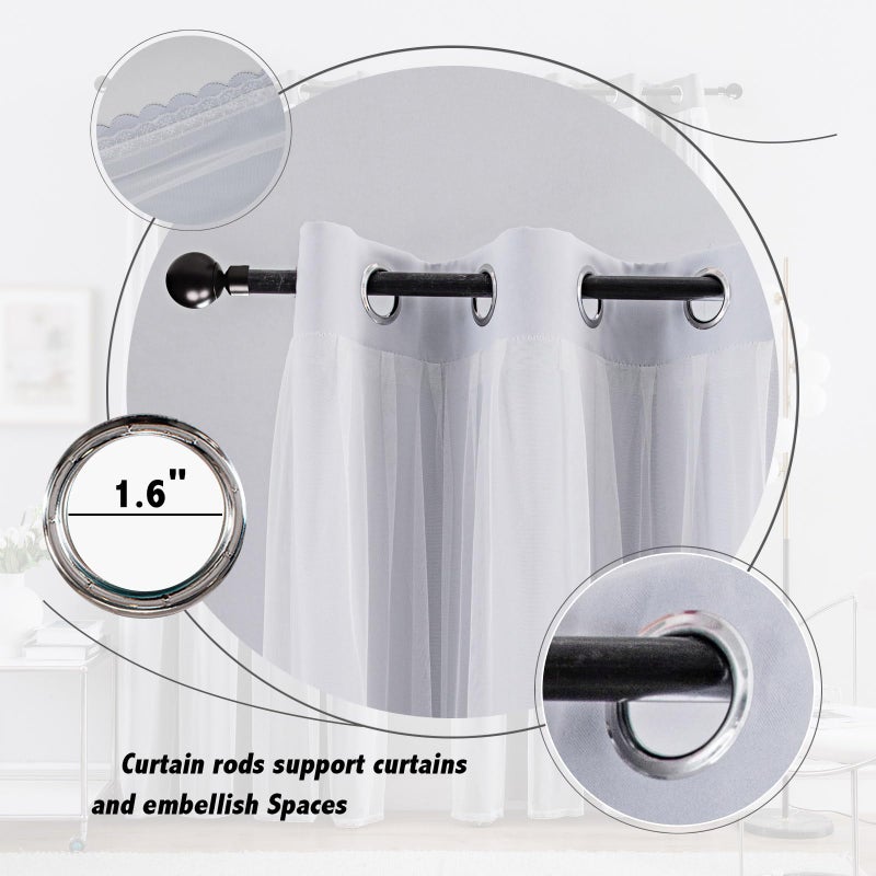 Anytime Home Curtains Blackout and Sheer Layered Solid Window Curtain Panel Pair with Grommet Top, 52Wx84L,Greyish White - Image 3