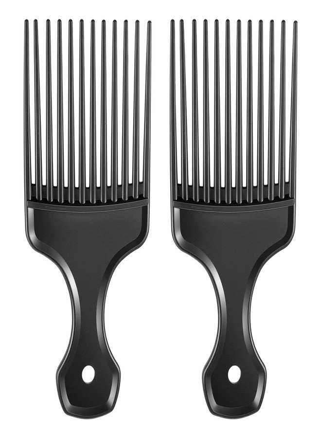 Exclaith 2 Pcs Black Wide-Tooth Afro Lift Combs, Plastic Wide-Tooth Detangling Lifting Comb Plastic Afro Pick for Hair Styling - Image 1