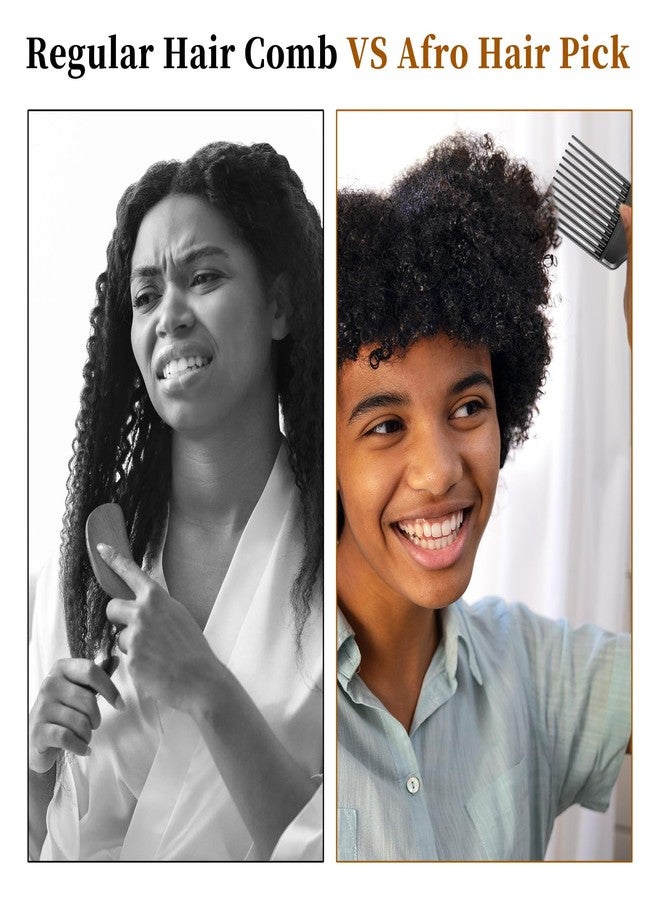 Exclaith 2 Pcs Black Wide-Tooth Afro Lift Combs, Plastic Wide-Tooth Detangling Lifting Comb Plastic Afro Pick for Hair Styling - Image 3