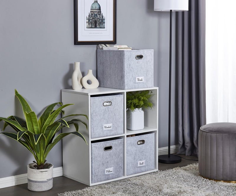 DECOMOMO Felt Storage Bins, 11 inch Cube Storage Bin with Labels for Shelves Kallax (Cube 11" / 6pcs, Light Grey) - Image 2