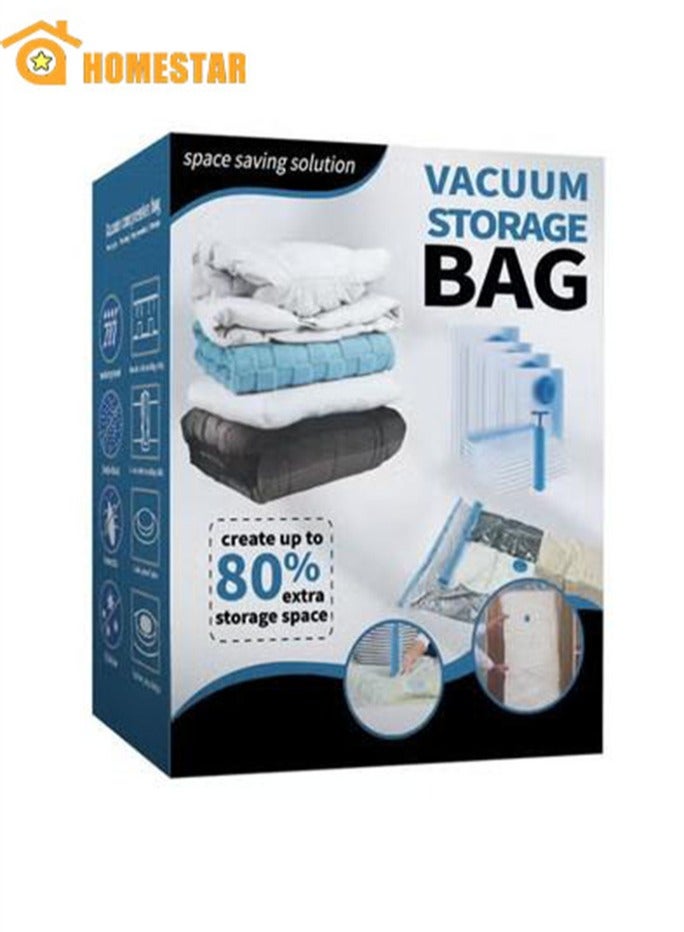 HOMESTAR Vacuum Storage Bags with Hand-pump, for Comforters, Bedding, Blanket Storage, 5 Pieces (1 Large, 2 Medium, 2 Small) - Image 1