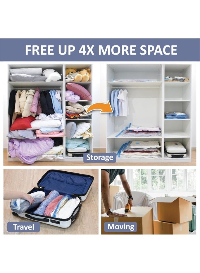 HOMESTAR Vacuum Storage Bags with Hand-pump, for Comforters, Bedding, Blanket Storage, 5 Pieces (1 Large, 2 Medium, 2 Small) - Image 3