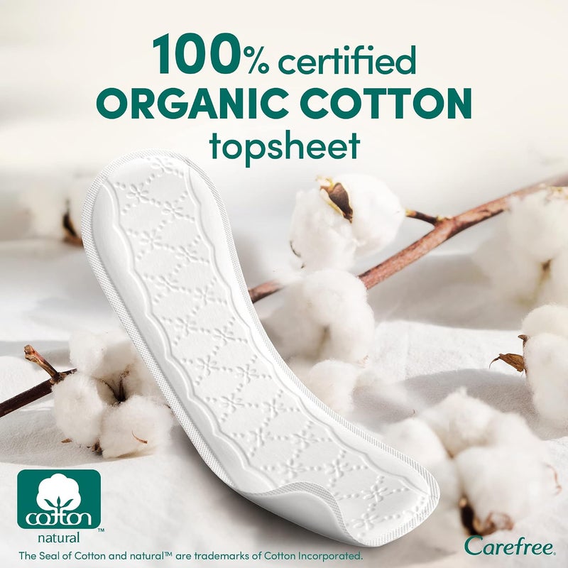 Carefree 100 Percent Organic Cotton Liners, Dermatologically Tested, Fragrance Free, Long Size, Pack of 24 - Image 2