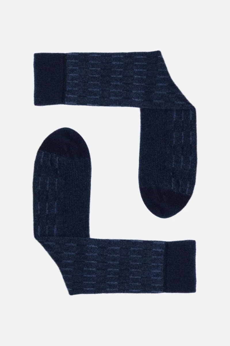 Aytuğ Men's Lambswool (Sheep Wool) Single Navy Blue Socks - A-25096-L