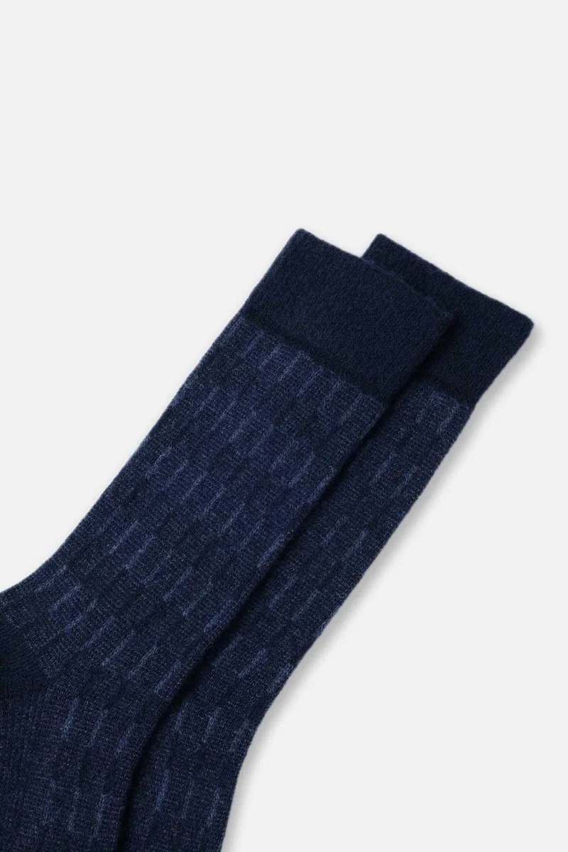 Aytuğ Men's Lambswool (Sheep Wool) Single Navy Blue Socks - A-25096-L