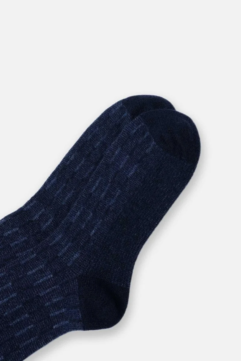 Aytuğ Men's Lambswool (Sheep Wool) Single Navy Blue Socks - A-25096-L