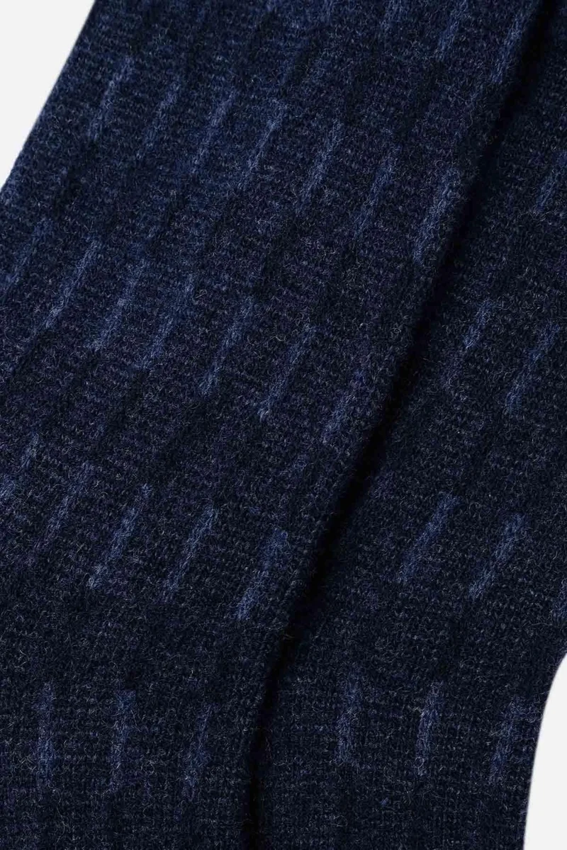 Aytuğ Men's Lambswool (Sheep Wool) Single Navy Blue Socks - A-25096-L