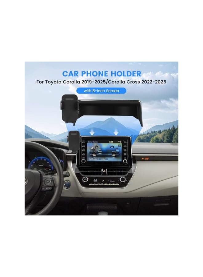 Green Tiger Car Phone Holder Fit for Toyota Corolla 2019–2025 / Corolla Cross 2022–2025 Accessories – Dashboard Phone Mount with 8-Inch Screen Clip, Dash Organizer, 360° Rotation(Only applicable to US models) - Image 2
