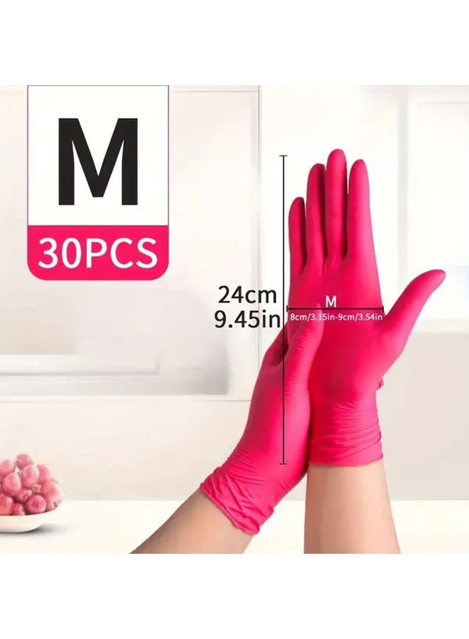 Disposable Nitrile Gloves Pink Latex Free Durable Lightweight M Size 30 Pcs - Image 4
