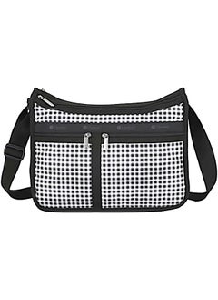 LeSportsac LeSportsac Gingham Check Noir Deluxe Everyday Crossbody Bag + Cosmetic Bag, Style 7507/Color U254, Sleek Black & Crisp White Unite in Bold Modern Classic Gingham Check, Sophisticated & Elegant 