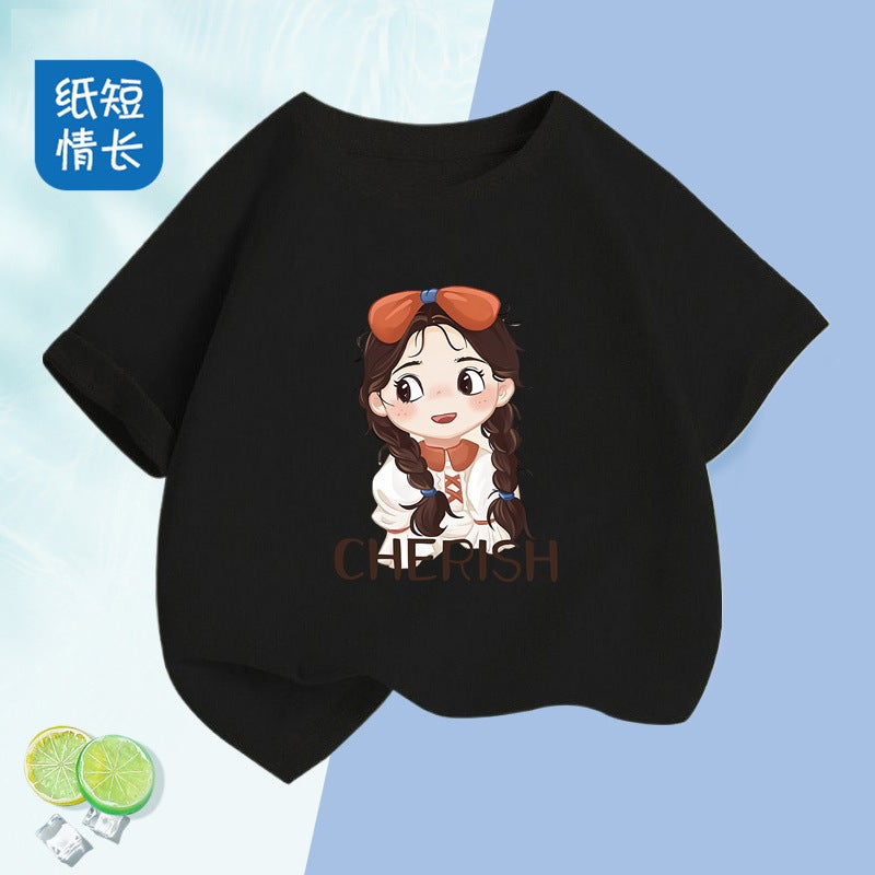 2301 # Boys And Girls Pure Cotton Short-Sleeved T-Shirt Summer Popular Cartoon Print Skin-Friendly Breathable Trendy Children'S Clothing - Image 4