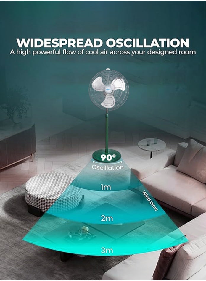 MODI 18-Inch Industrial Metal Stand Fan, 95W Heavy Duty Motor, 3 Speed Control, Iron & Aluminum Body, High Velocity Pedestal Fan for Warehouse, Workshop & Commercial Use - Image 3