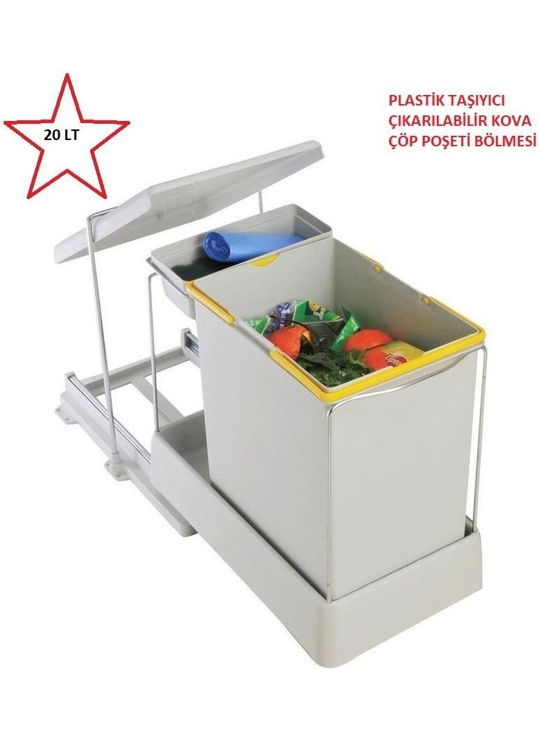 Pelikan Railed Plastic 20 Lt Garbage Bin in Cabinet  - Image 3