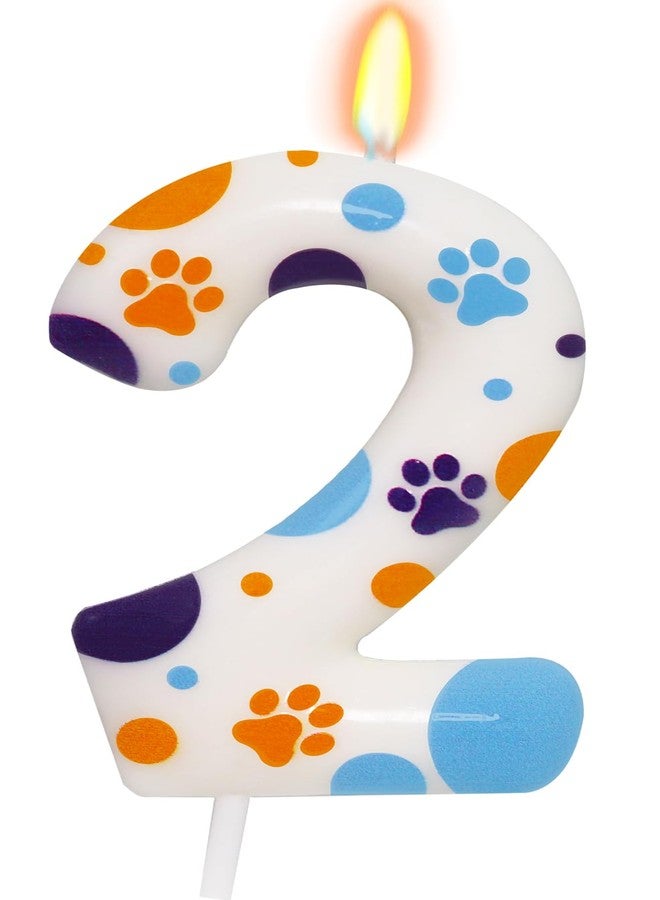 ElekFX Blue Dog Paw Themed Birthday Candles, Number 2 Blue Dog Birthday Party Supplies, 2.76 inch Cake Topper Decorations, Birthday Decorations for Kids (Number 2) - Image 1