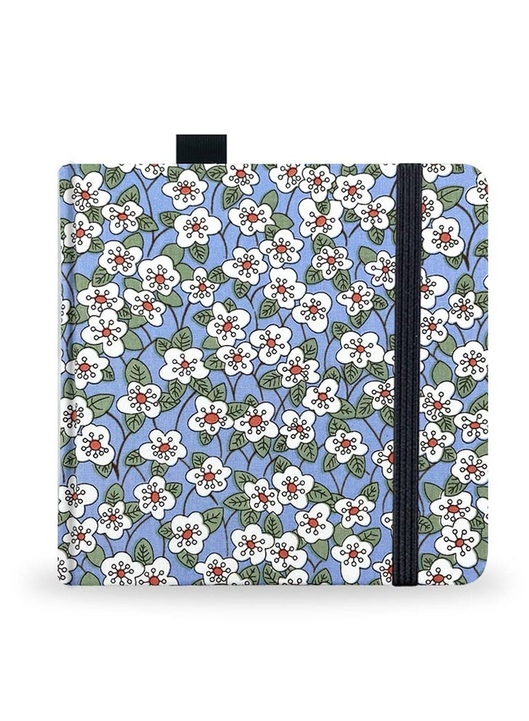 Excefore Portable Watercolor Sketchbook, 5x5" Handy Handmade Cloth Fabric Hardcover Sewing Binding Travel Watercolor Paper 140LB/300gsm 20Sheets/40Pages Journal Mixed Media Pad Notebook Blue White Flower - Image 1