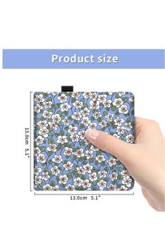 Excefore Portable Watercolor Sketchbook, 5x5" Handy Handmade Cloth Fabric Hardcover Sewing Binding Travel Watercolor Paper 140LB/300gsm 20Sheets/40Pages Journal Mixed Media Pad Notebook Blue White Flower  - Image 2