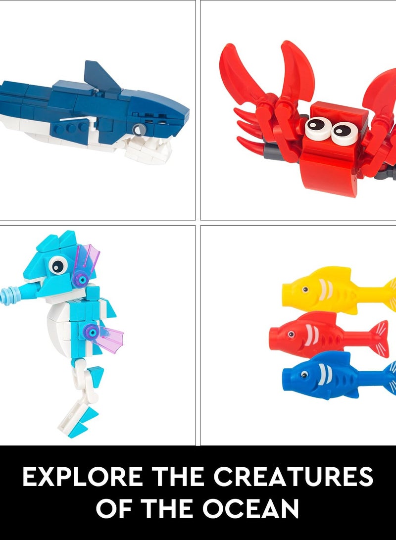 Excefore Fish Tank Building Set, Creative Fish Aquarium with Shark, Collectible DIY Toy For Adults, Boys, And Girls Ages 8+, Includes Light, 648 Pcs - Image 4