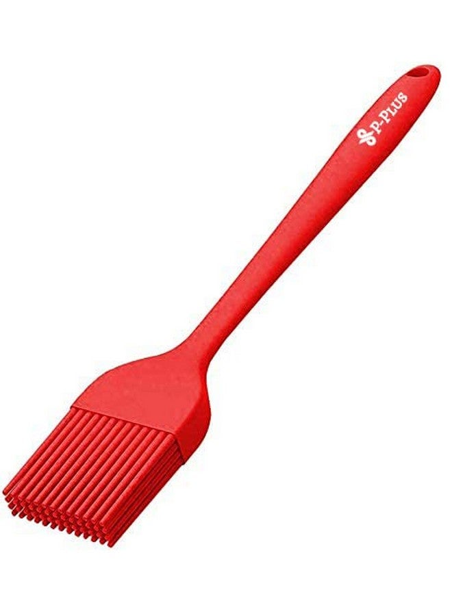 P-Plus International Silicone Basting Brush Set,Stainless Steel Basting Brush with Silicone Bristles for BBQ/Grilling/Pastry Kitchen Oil Brush for Dosa Tawa Pastry Brush (Pack 1(8 inch) Silicone Red) - Image 1