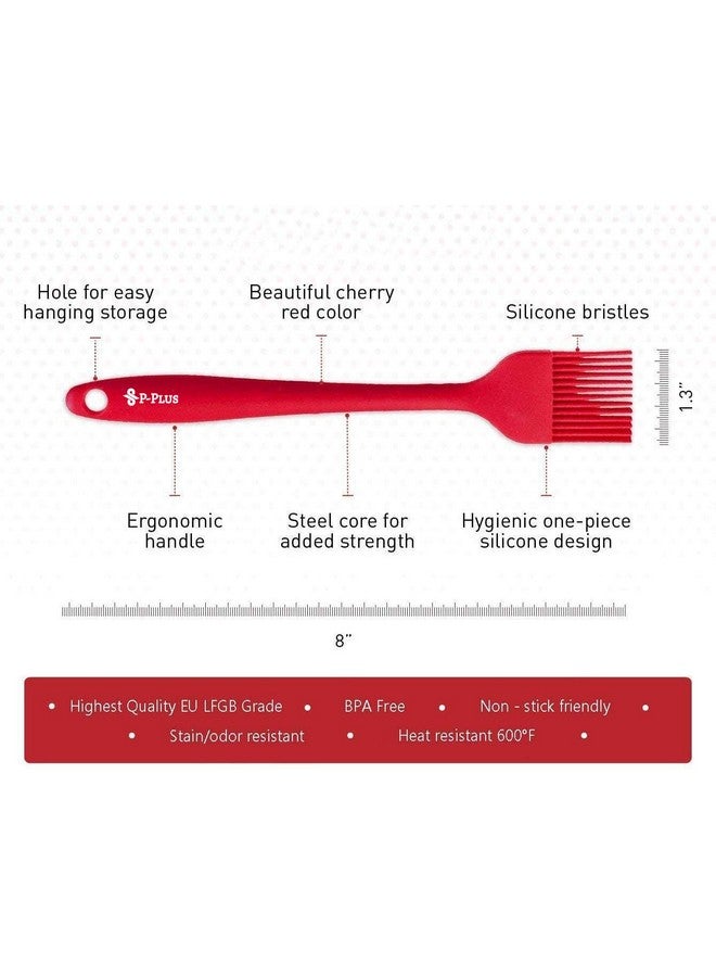 P-Plus International Silicone Basting Brush Set,Stainless Steel Basting Brush with Silicone Bristles for BBQ/Grilling/Pastry Kitchen Oil Brush for Dosa Tawa Pastry Brush (Pack 1(8 inch) Silicone Red) - Image 4