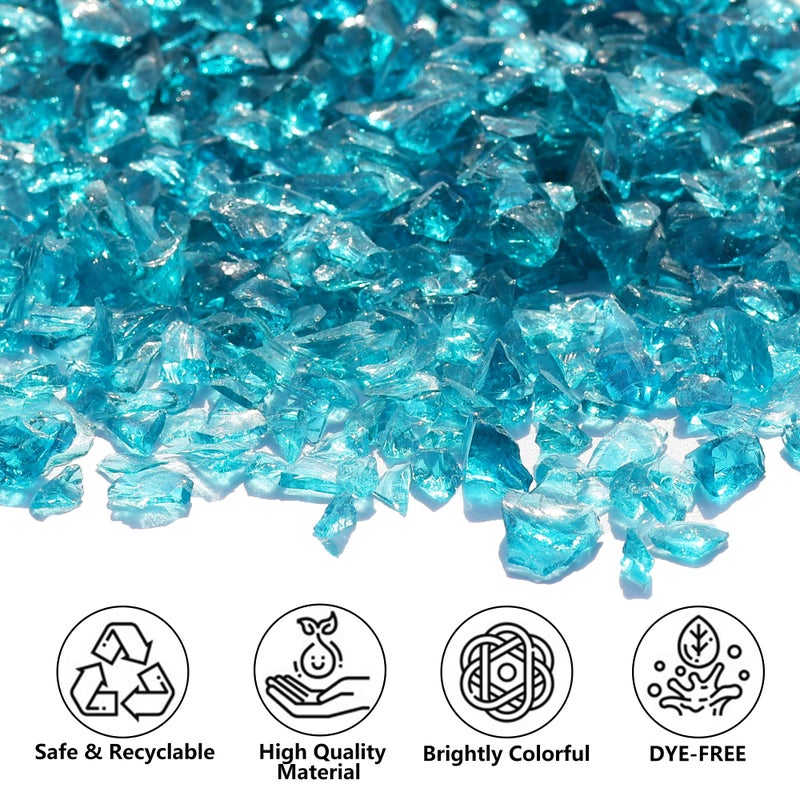 QYGL Crushed Glass for Resin Art, DIY Crafts, and Home Decor - 0.9LB Turquoise Broken Glass Pieces 3-6mm, for Vase Fillers, Tabletop Fire Pit, and Aquarium Rocks - Image 2