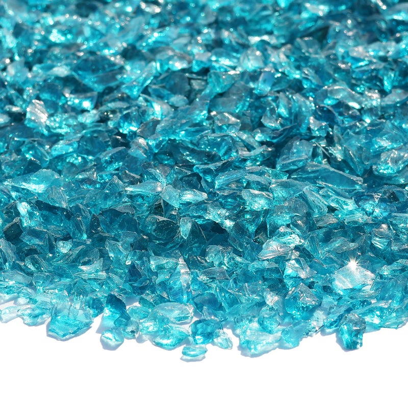 QYGL Crushed Glass for Resin Art, DIY Crafts, and Home Decor - 0.9LB Turquoise Broken Glass Pieces 3-6mm, for Vase Fillers, Tabletop Fire Pit, and Aquarium Rocks - Image 1