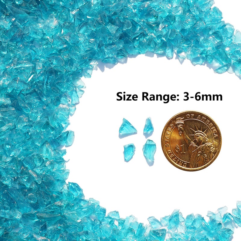 QYGL Crushed Glass for Resin Art, DIY Crafts, and Home Decor - 0.9LB Turquoise Broken Glass Pieces 3-6mm, for Vase Fillers, Tabletop Fire Pit, and Aquarium Rocks - Image 3