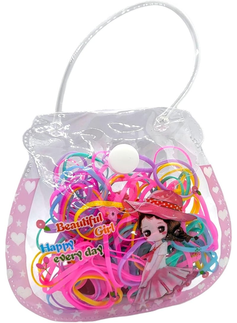 Kids Elastic Hair Bands Set 300 Pieces in Cute Handbag Shape Box, Soft Stretchy Ponytail Holders, Multi Color Hair Ties for Girls, Strong Grip No Pull Design for Daily Use - Image 5