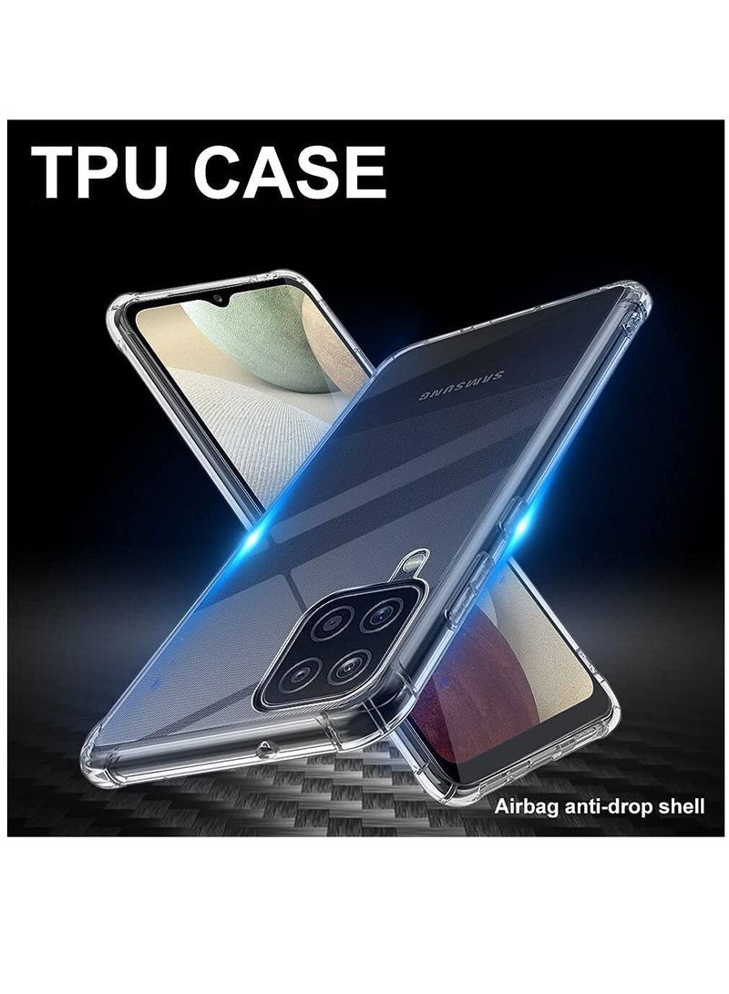 DUSALA Samsung Galaxy M12,A12,F12 Case Cover Back Clear Air Cushion Soft Silicone Shockproof Anti-Scratch Protective Bumper Shell Corner - Image 2