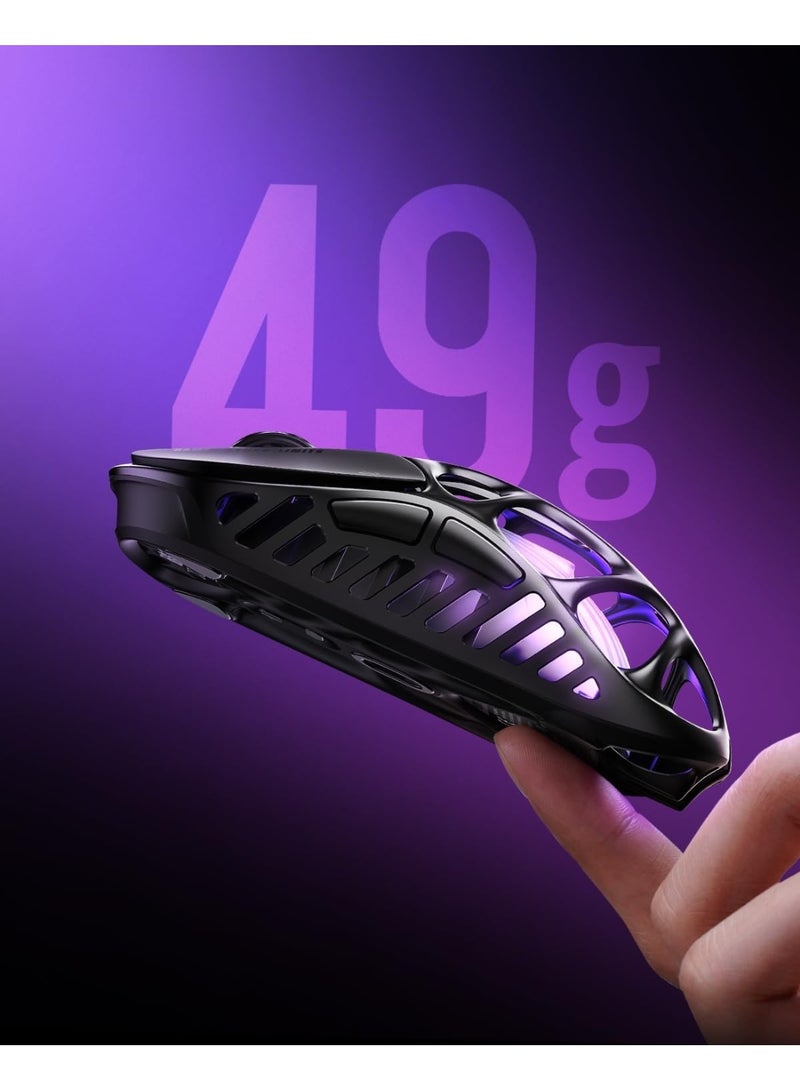 جرافا ستار ماوس الألعاب اللاسلكي Mercury X Pro بتردد 8KHz، مستشعر بصري PAW 3950 بدقة 32,000 DPI، تصميم هيكل مغنيسيوم فائق الخفة بوزن 49g، وضع ثلاثي: سلكي/بلوتوث/2.4GHz، 5 أزرار قابلة للبرمجة، إضاءة RGB، عمر بطارية 110 ساعة، شحن Type-C، أسود - Image 5