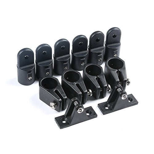 MxEol Boat 3 Bow Bimini Top Fittings Hardware Set Black Nylon W/Screws 12 PCS (Black, 7/8 Inch Set) - Image 1