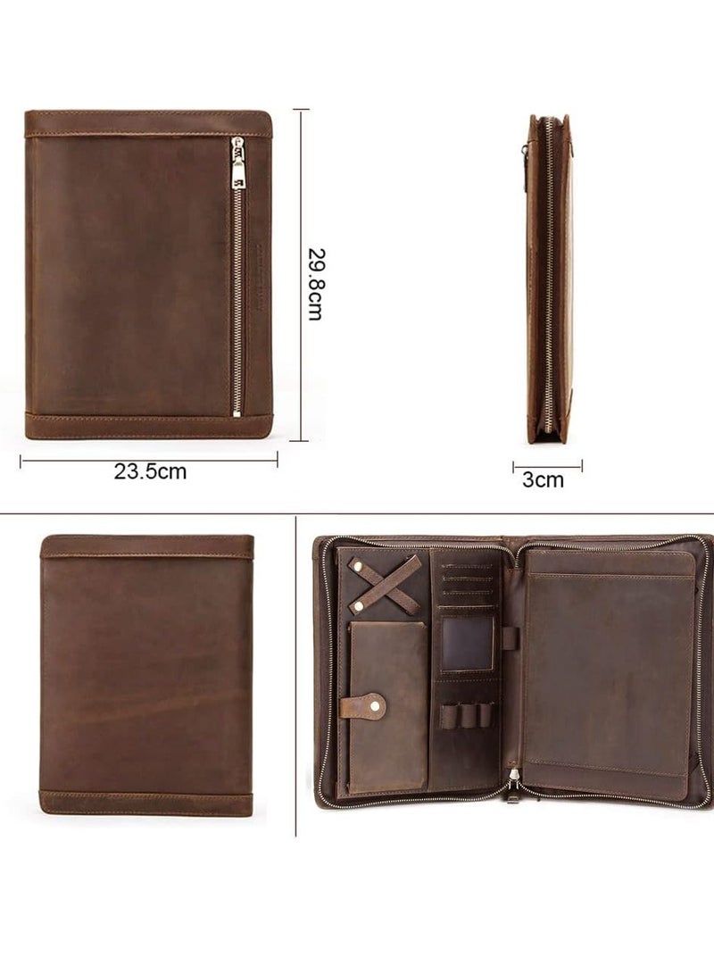 Zikra Leather Portfolio for iPad Pro 10.5 Vintage Leather Padfolio Case A4 Size Portfolio Case Leather Binder Business Resume Legal Pad Notebook Leather Folio Leather Folder - Image 4