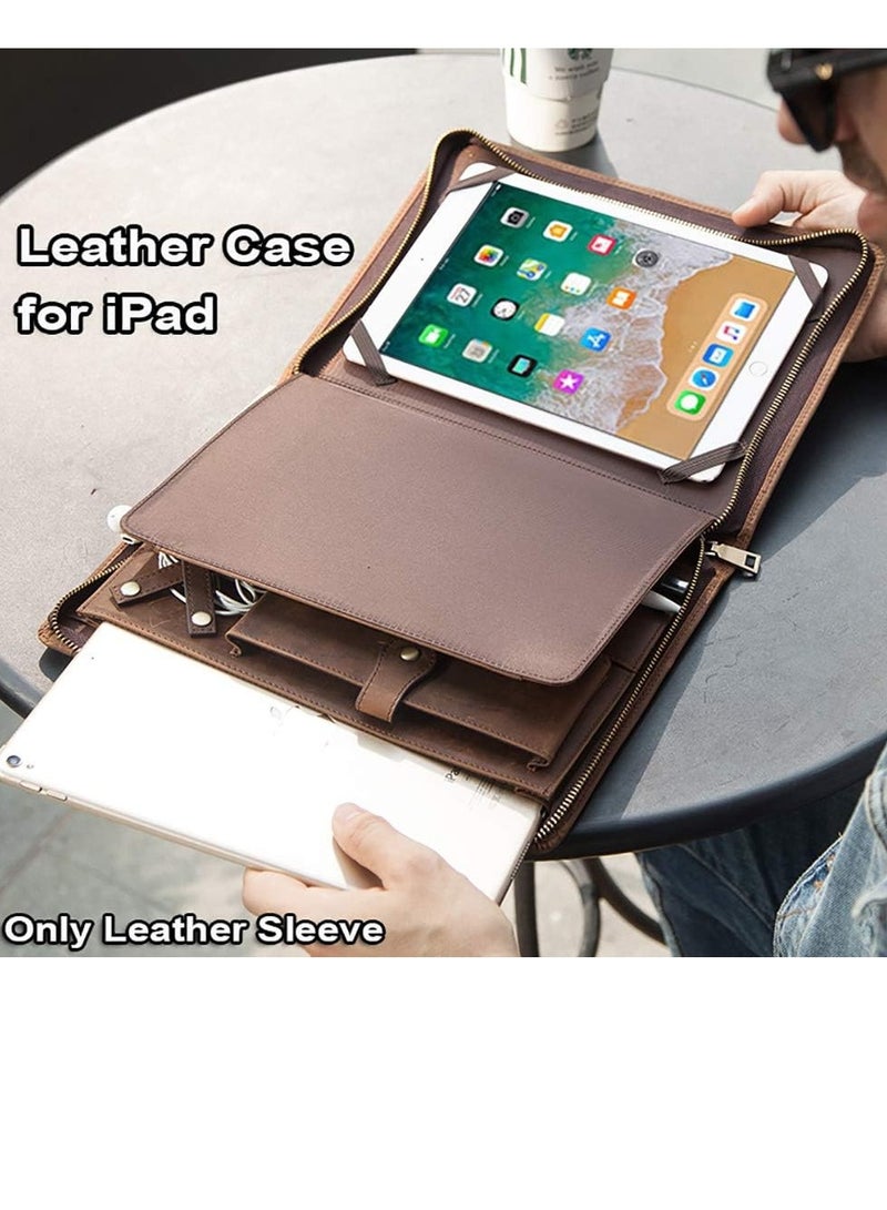 Zikra Leather Portfolio for iPad Pro 10.5 Vintage Leather Padfolio Case A4 Size Portfolio Case Leather Binder Business Resume Legal Pad Notebook Leather Folio Leather Folder - Image 2