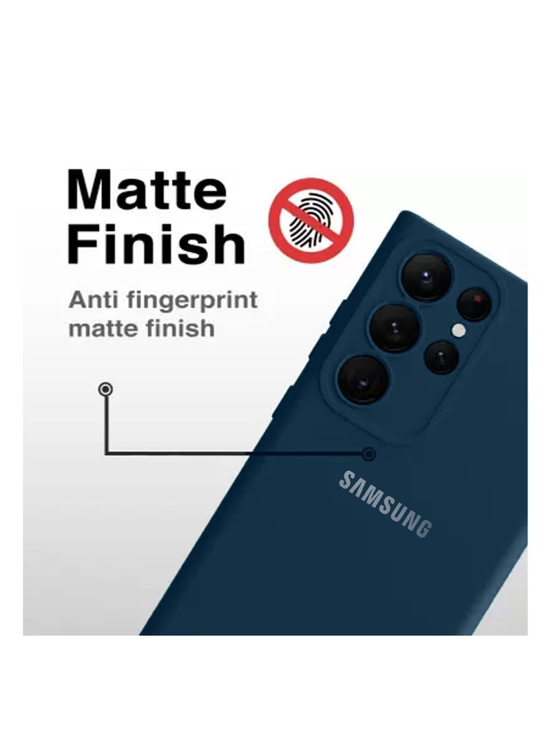 Soft Liquid Silicone Case Cover For Samsung Galaxy S24 Ultra 5G 2024 Navy Blue
