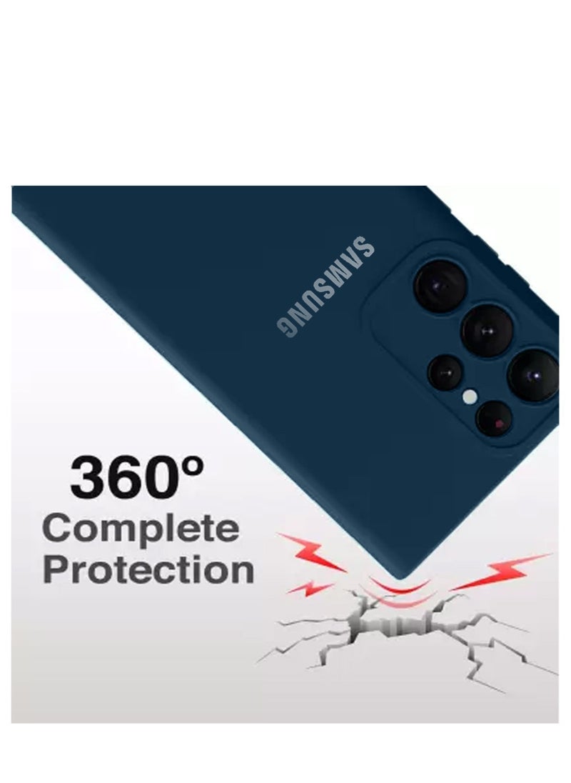 Soft Liquid Silicone Case Cover For Samsung Galaxy S24 Ultra 5G 2024 Navy Blue