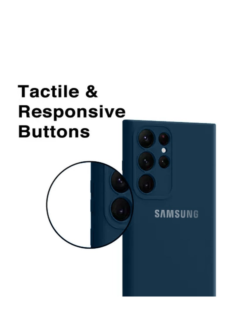 Soft Liquid Silicone Case Cover For Samsung Galaxy S24 Ultra 5G 2024 Navy Blue