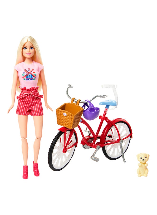 Doll Set With Bicycle, Clothes, & Accessories, Pink Passport Holland Adventures, Includes Blonde Doll & Travel Pieces - pzsku/ZD1EC8628E45354958DB4Z/45/_/1710132189/a6a6b4df-0e22-4c43-8646-92d6ca458a1d