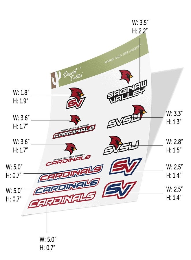 Desert Cactus Saginaw Valley State University Sticker SVSU Cardinals Sticker Vinyl Decals Laptop Water Bottle Car Scrapbook Sheet T2 (Type 2) - Image 4