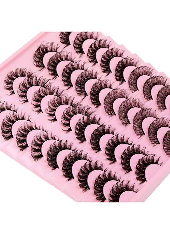 Focipeysa - False Lashes Natural Look 20 Pairs Strip Fluffy D Curl Fake Eyelashes Pack 4 Styles Mixed Volume Eye Lashes Multipack - Image 1