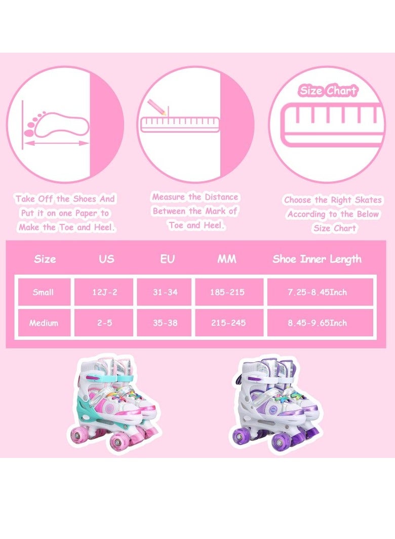 Loquat Kids Roller Skates Shoes 4 Wheels Roller Shoes Boys Girls Wheel Shoes Roller Sneakers Shoes For Beginner More Balanced For Ramadan Gift Birthday Children Show Gift Pink - Image 4