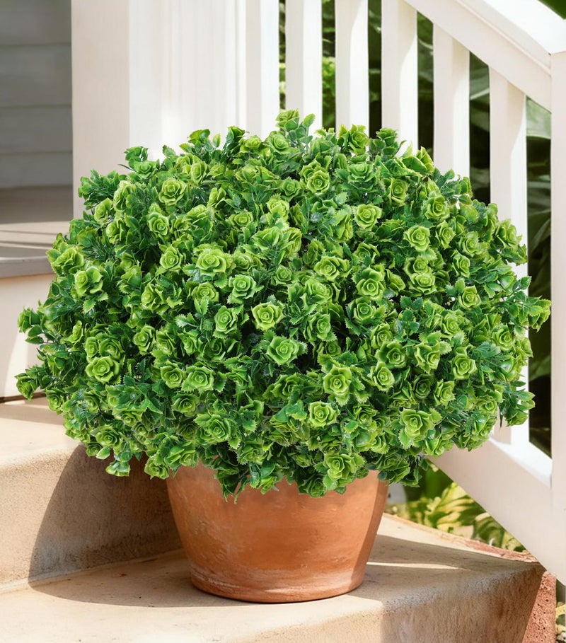 Ivydale Artificial Fake Outdoor Plants for Spring Summer Decoration, 12 Bundles Fake Plastic Roses UV Resistant Look Real Faux Plants for Planter Outside Front Door Porch Patio Balcony Garden Indoor Yard Urn - Image 1